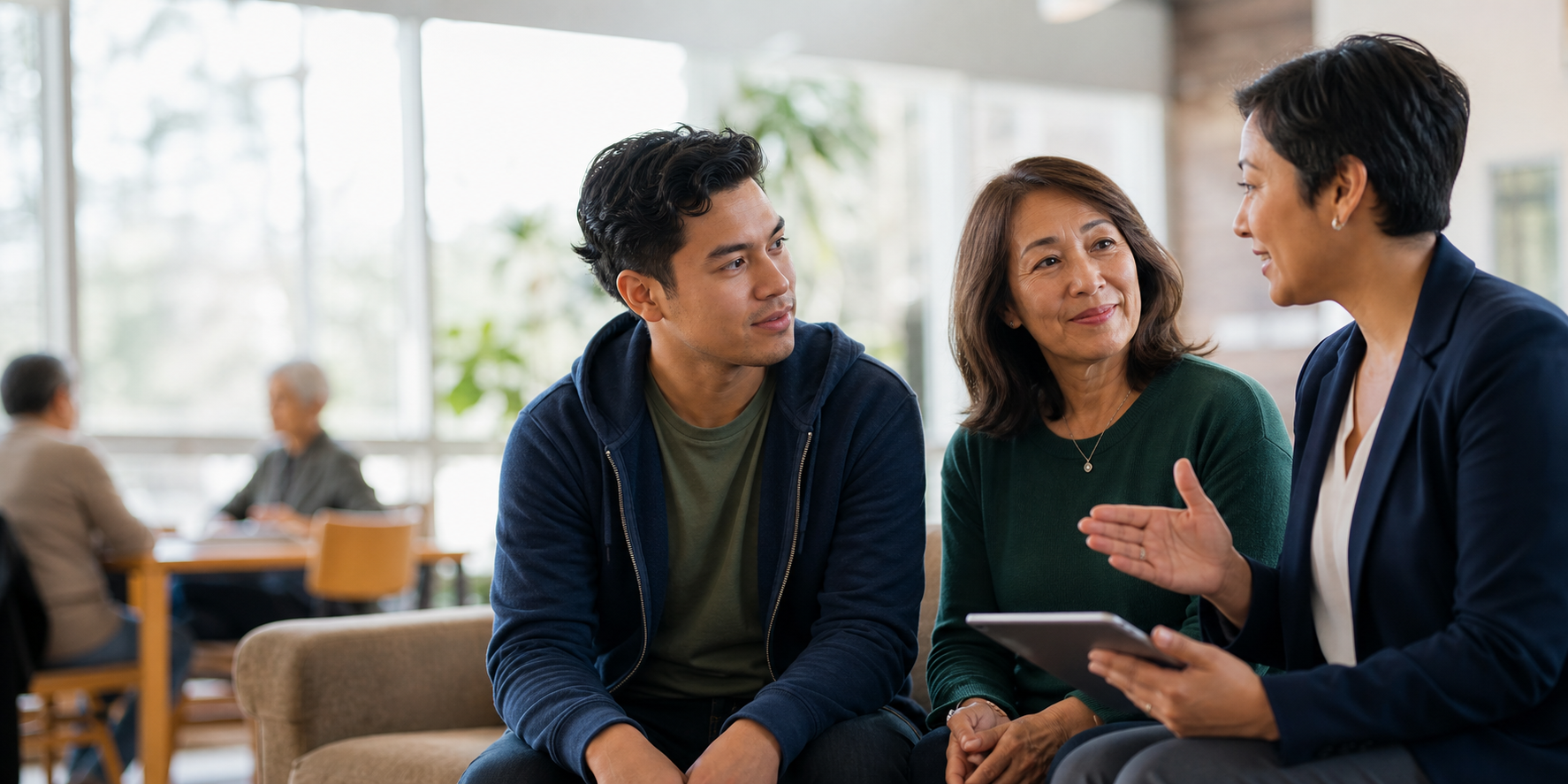 A nonprofit advisor meeting with community members